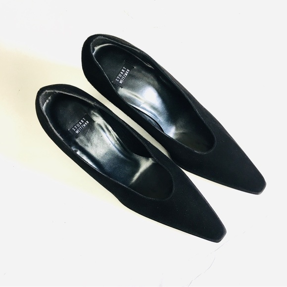 NEW Stuart Weitzman Black Suede Pumps Size 7.5 B - Picture 7 of 11